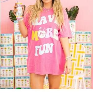 Horton Women's Pink Have More Fun Graphic Print Crew Neck T-Shirt Size XL